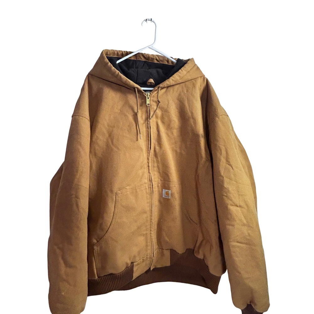 Carhartt J140 BRN Active Jacket 4XL Brown Duck Canvas Quilted Flannel Men